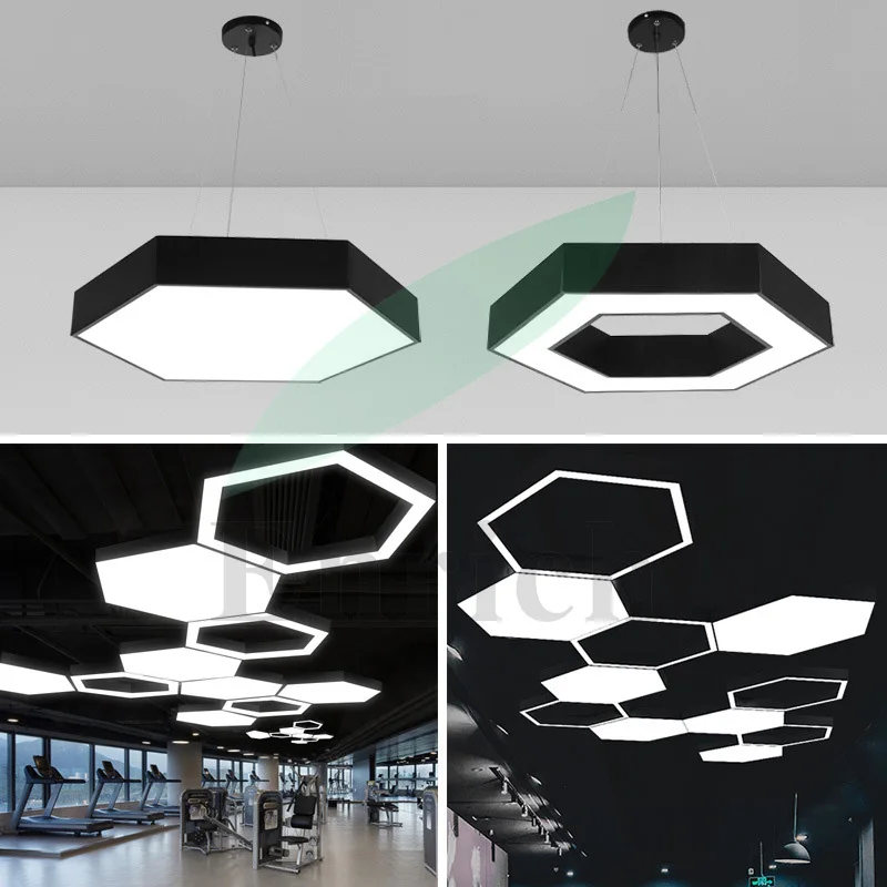 600mm/800mm/1000mm Solid Panel Hexagon LED Pendant Light with RGB Color