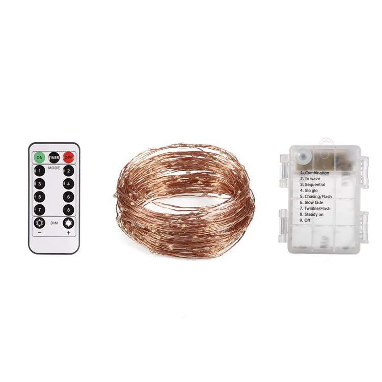 Led Fairy Lights Battery Operated with Remote Control Timer Waterproof Copper Wire Twinkle String Lights for Bedroom Outdoor