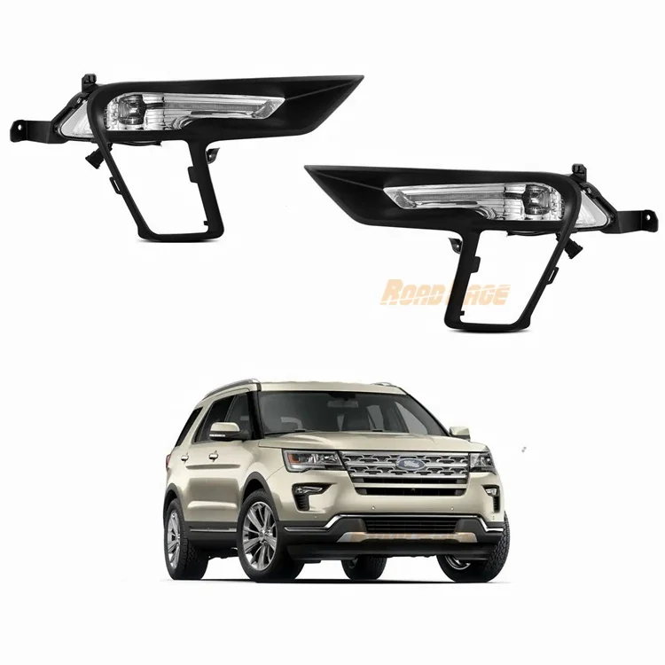 Clear lens led fog light lamp kit with switch wire relay harness for ford explorer 2018 2019