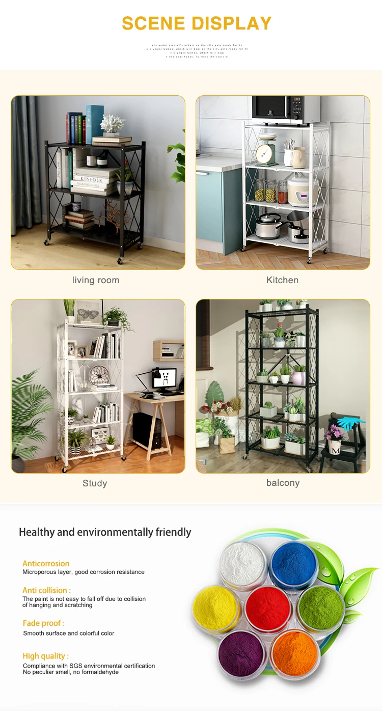 5-tier Folding Rack - Versatile Storage for Kitchen & Living