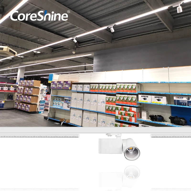 CORESHINE CB GS TUV 160lm/W spot light dimmable rail led linear pendant industrial track lighting for supermarket