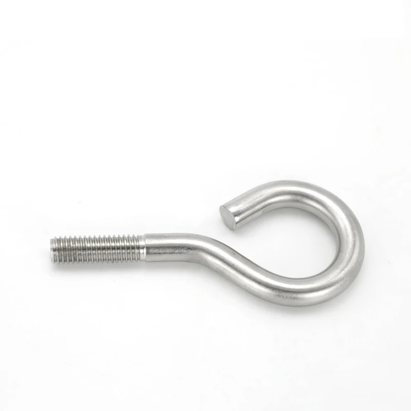 Stainless Steel Ss304 Threaded Hook Bolts Bent Eye Bolt Long Shank