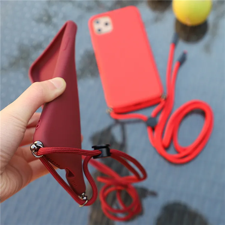 Soft Silicone Necklace Lanyard Back Cover For Iphone 11 Pro Max Phone Case