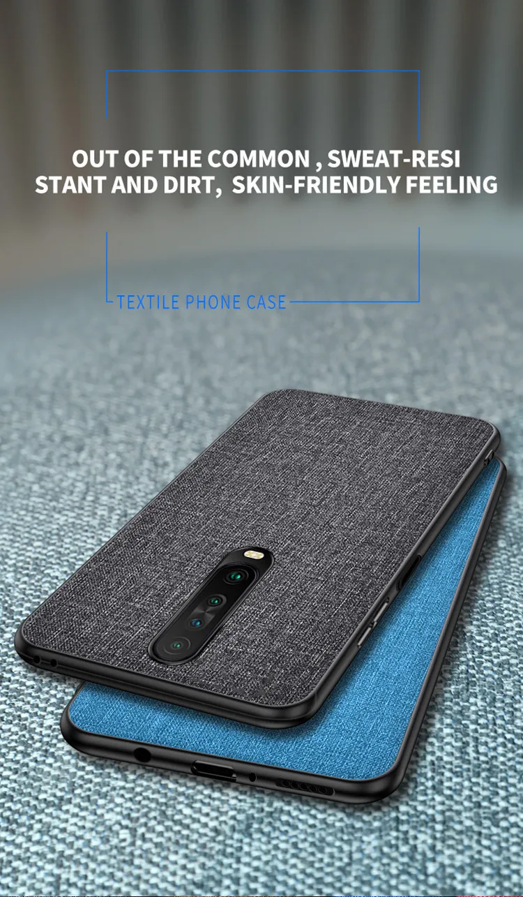 hot sale Shockproof PC Textile Cloth Back Cover Fabric Cell Phone Case for xiaomi redmi k30 k20 pro note 8T note 8 pro 8 7 6 7A manufacture