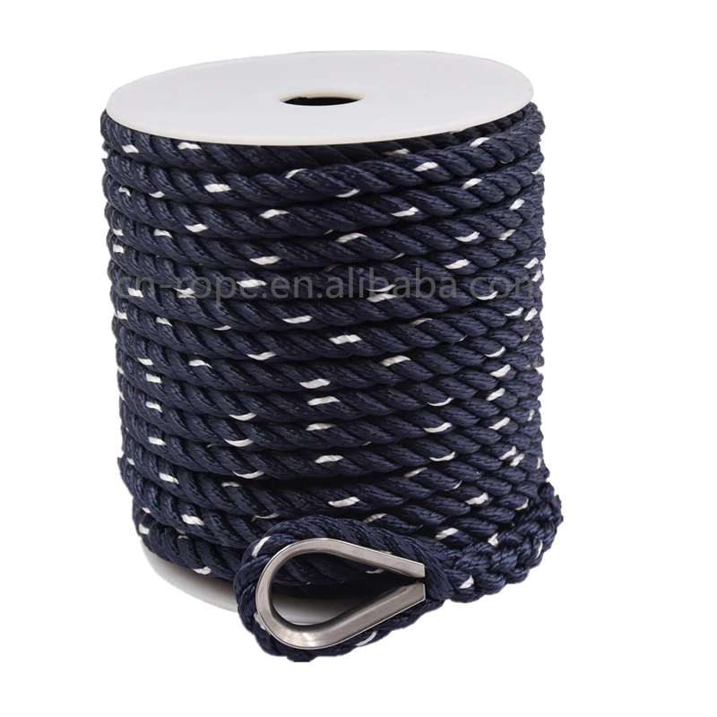 High Performance 3 Strand Twisted Nylon Marine Cord Anchor Line with Thimble