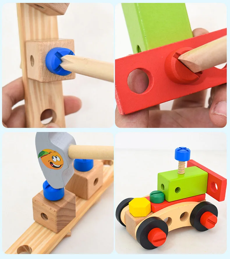 Wooden Toy Educational Boy Tool Set Learning Toy Pretend Play Creative Diy With Case,Hammer