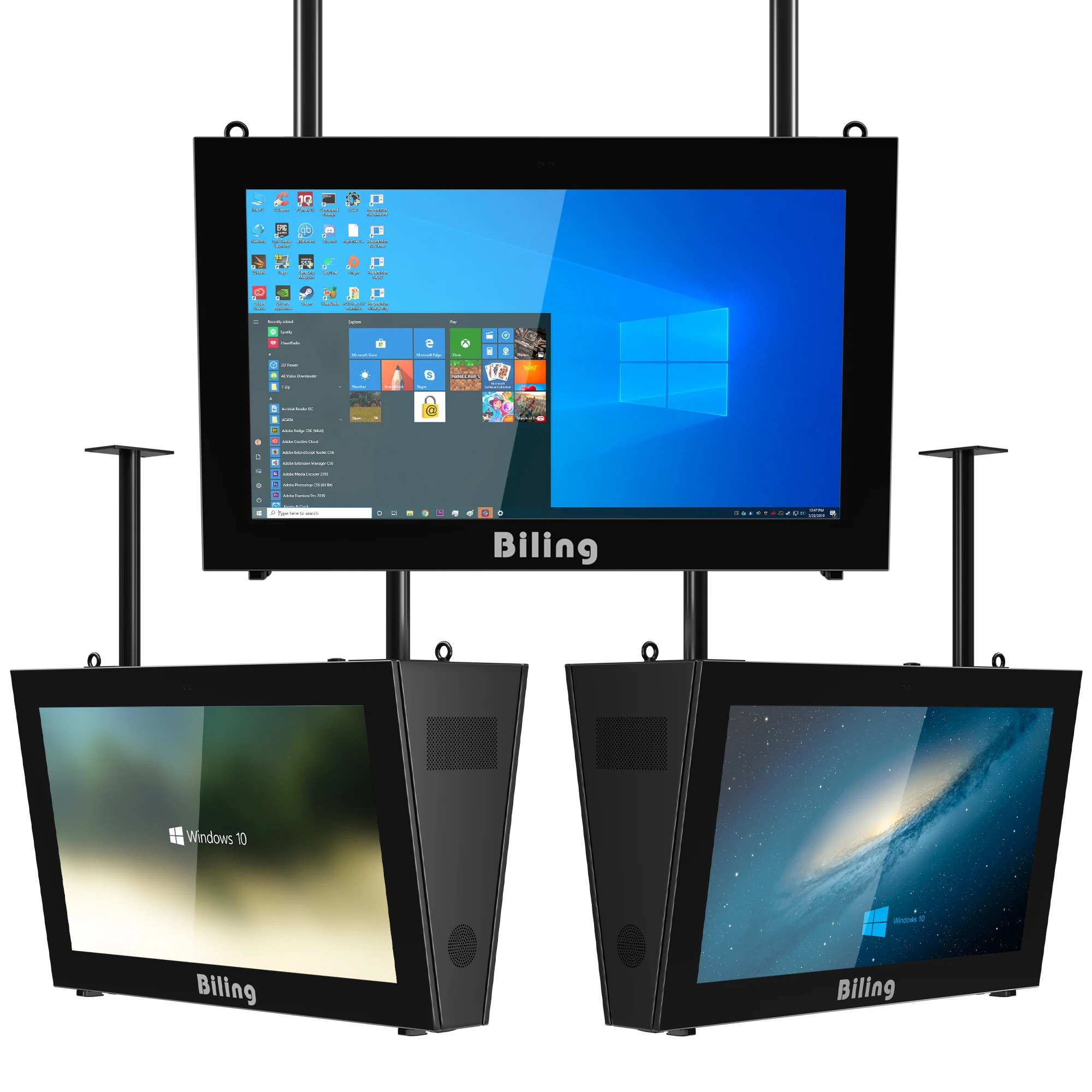 悬挂式双面wifi触摸屏信息亭户外广告显示屏lcd户外ip65显示屏lcd数字