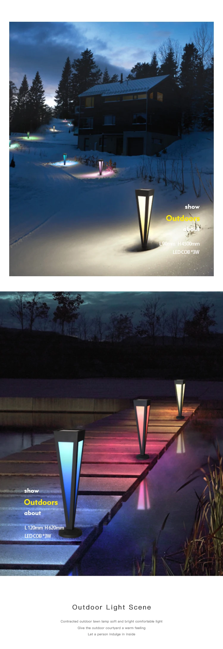 3W LED solar bollard lights for garden waterproof outdoor RGB pathway lights multicolor decorative lawn lamp aluminum