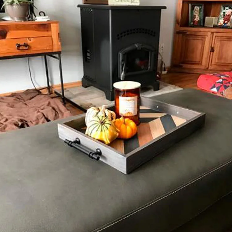 Decorative Coffee Table Tray with Handles for Living Room