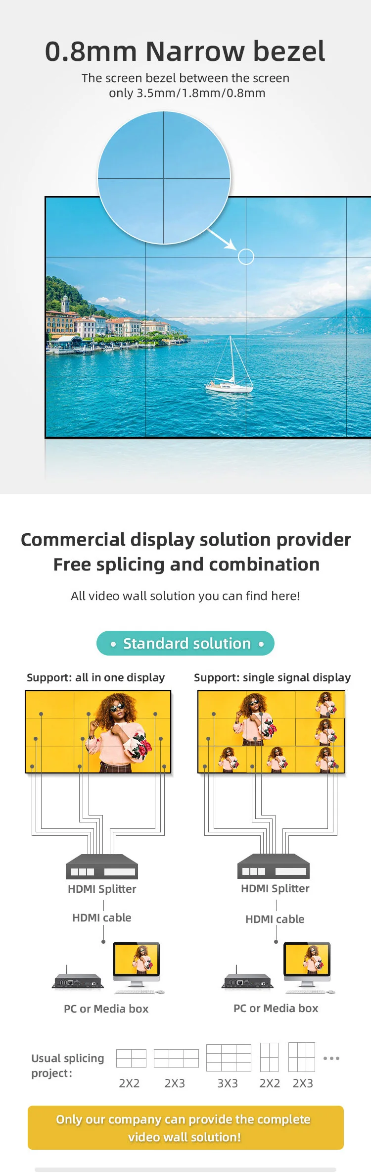china factory 2x2 46 50 55 inch ultra narrow bezel monitoring room 4k lcd video wall screen