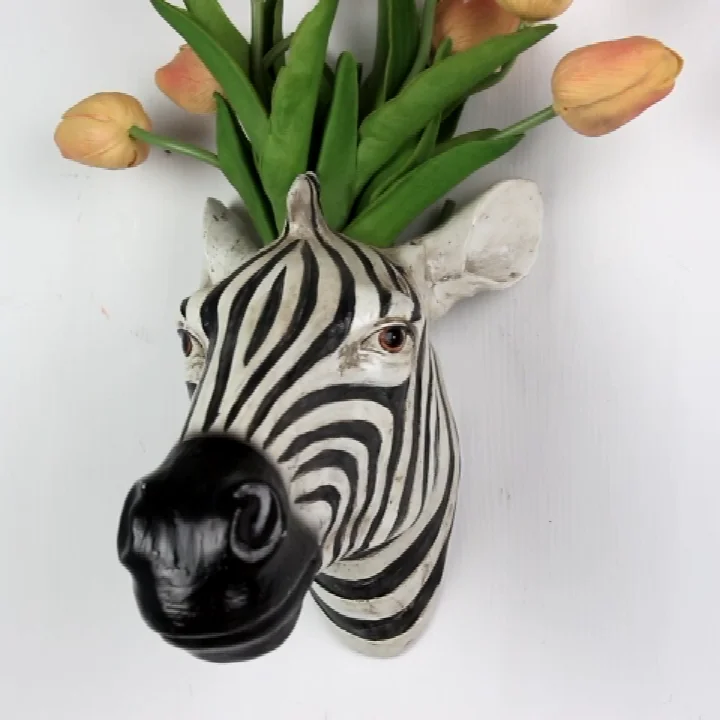 3d Resin Animal Sculpture Zebra Head Statue Vase Home Decoration Sedex