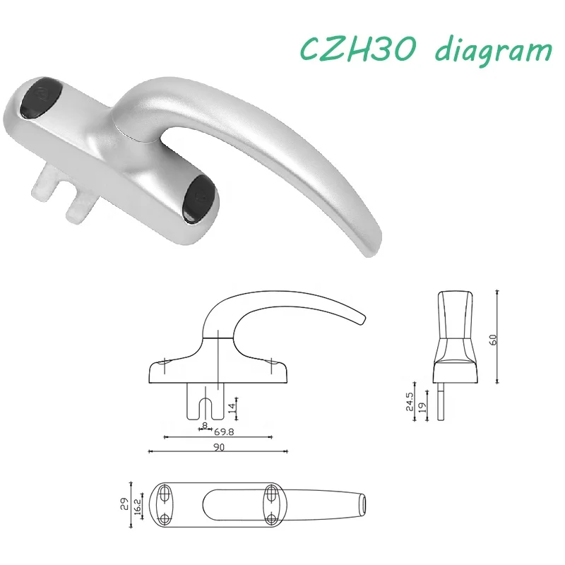 Multi-points Aluminum Lockable Window fork Handle Lock