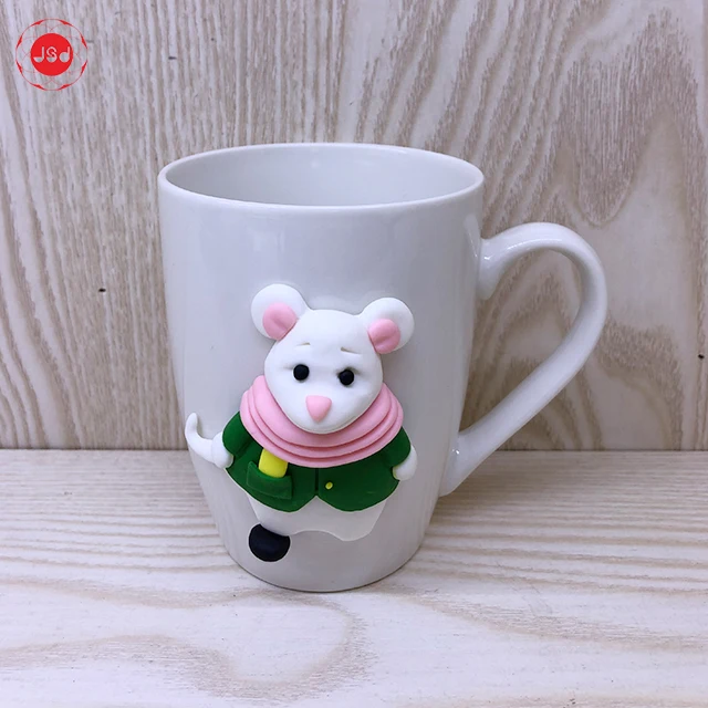 INS Ceramic Coffee Mug Lovely Snowman Mug Polymer Clay Mug