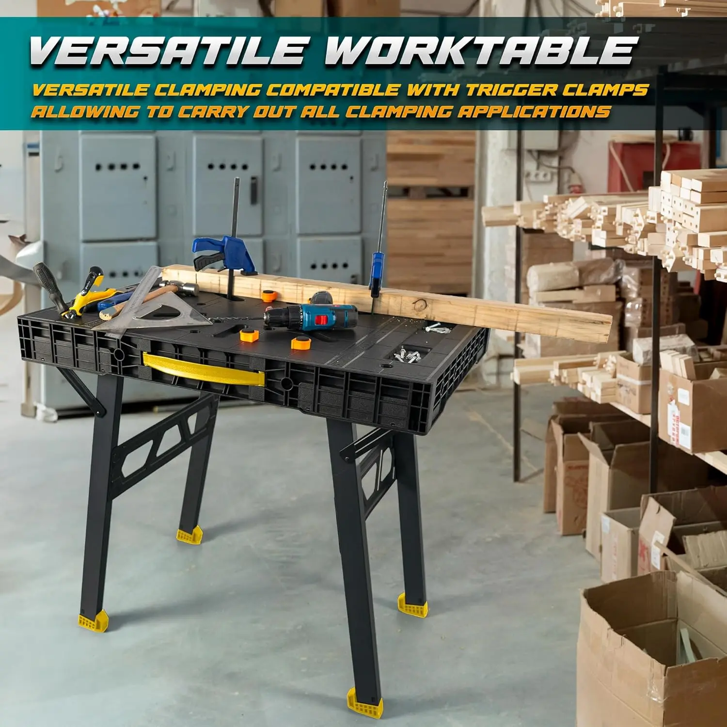 Foldable Work Bench Lightweight Portable Work Table 1650 Lbs Load ...