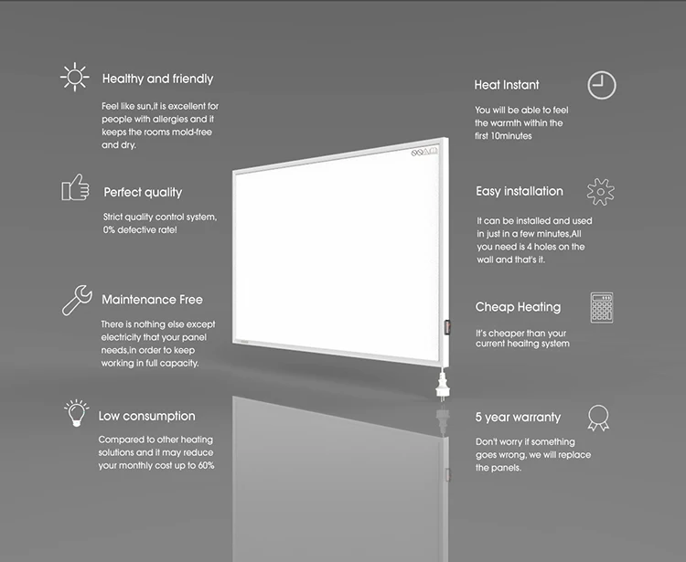 Electric Fireplace, WIFI, 2000W, Wall - detail 12