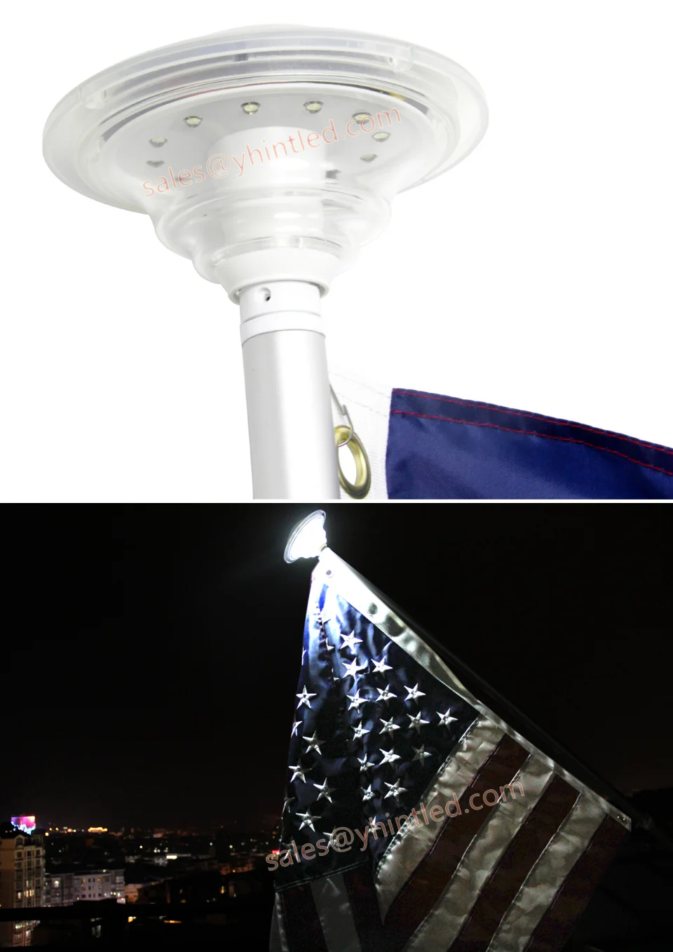 Ufo Led Solar Powered Flagpole Light For 6ft House Aluminium National