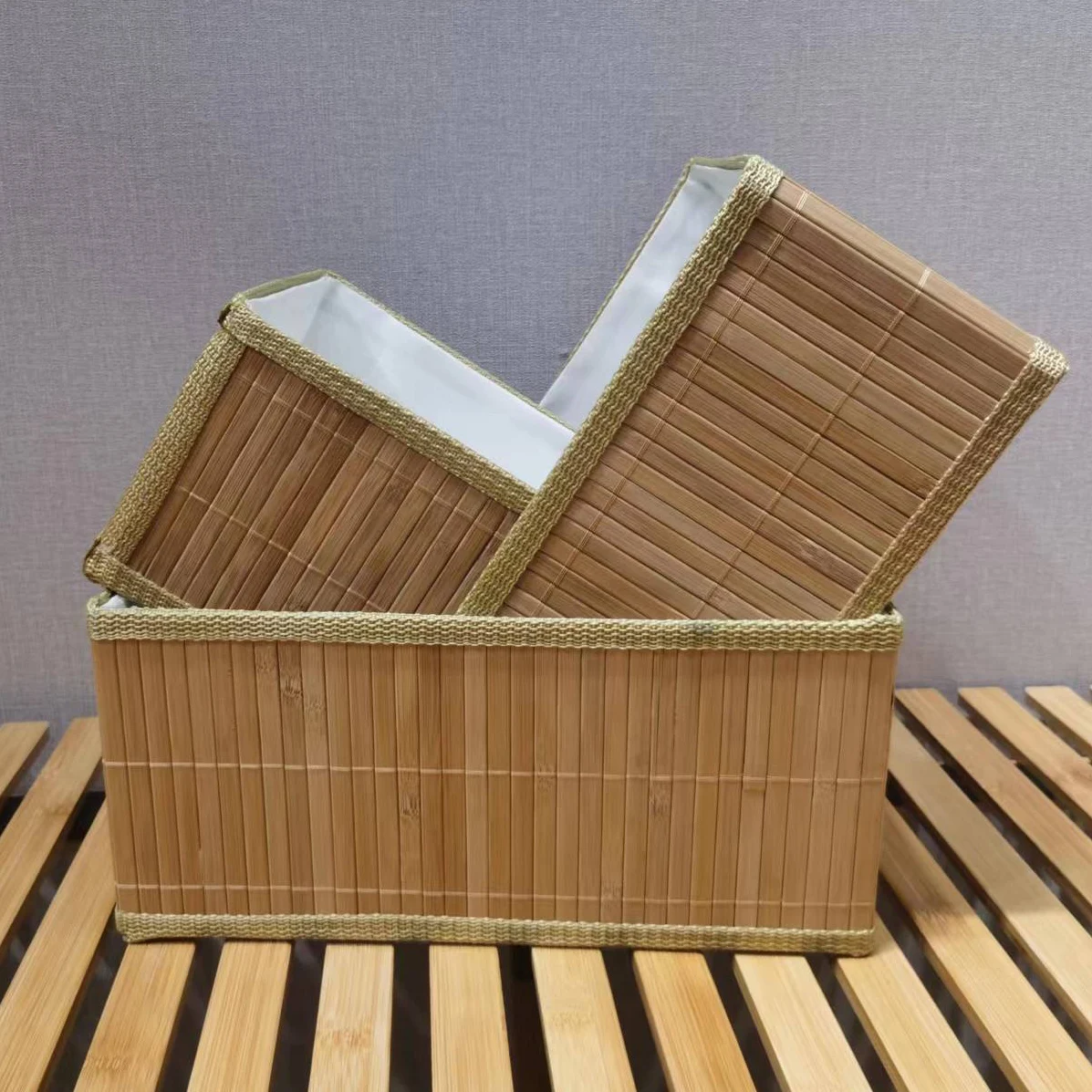 Hot Selling Bamboo Storage Basket Set Of Three Buy Natural Material