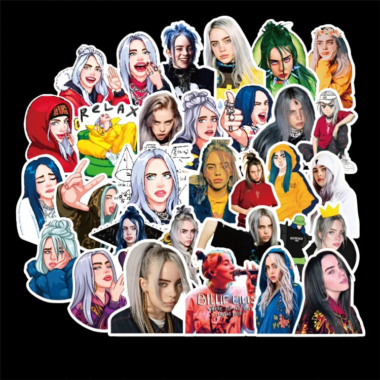 wholesale 100 pcs pack waterproof billie eilish cartoon stickers skateboard fridge snowboard guitar motorcycle laptop sticker classic toy from m alibaba com