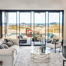 Cina vendita calda a buon mercato prezzo di alluminio utilizzato scorrevole in vetro porta a soffietto per balcone