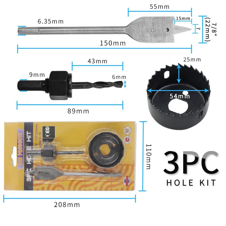 3pcs hole saw cutting set kit