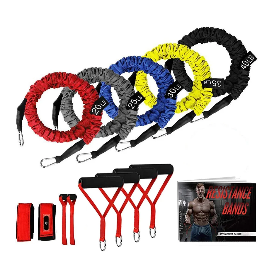 Latex 11 Pcs Tube Resistance Bands Set With Door Anchor Ankle Strap And