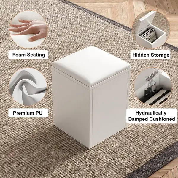 Modern White Lift Top Coffee Table 4 in 1 with Storage Ottoman Foldable ...