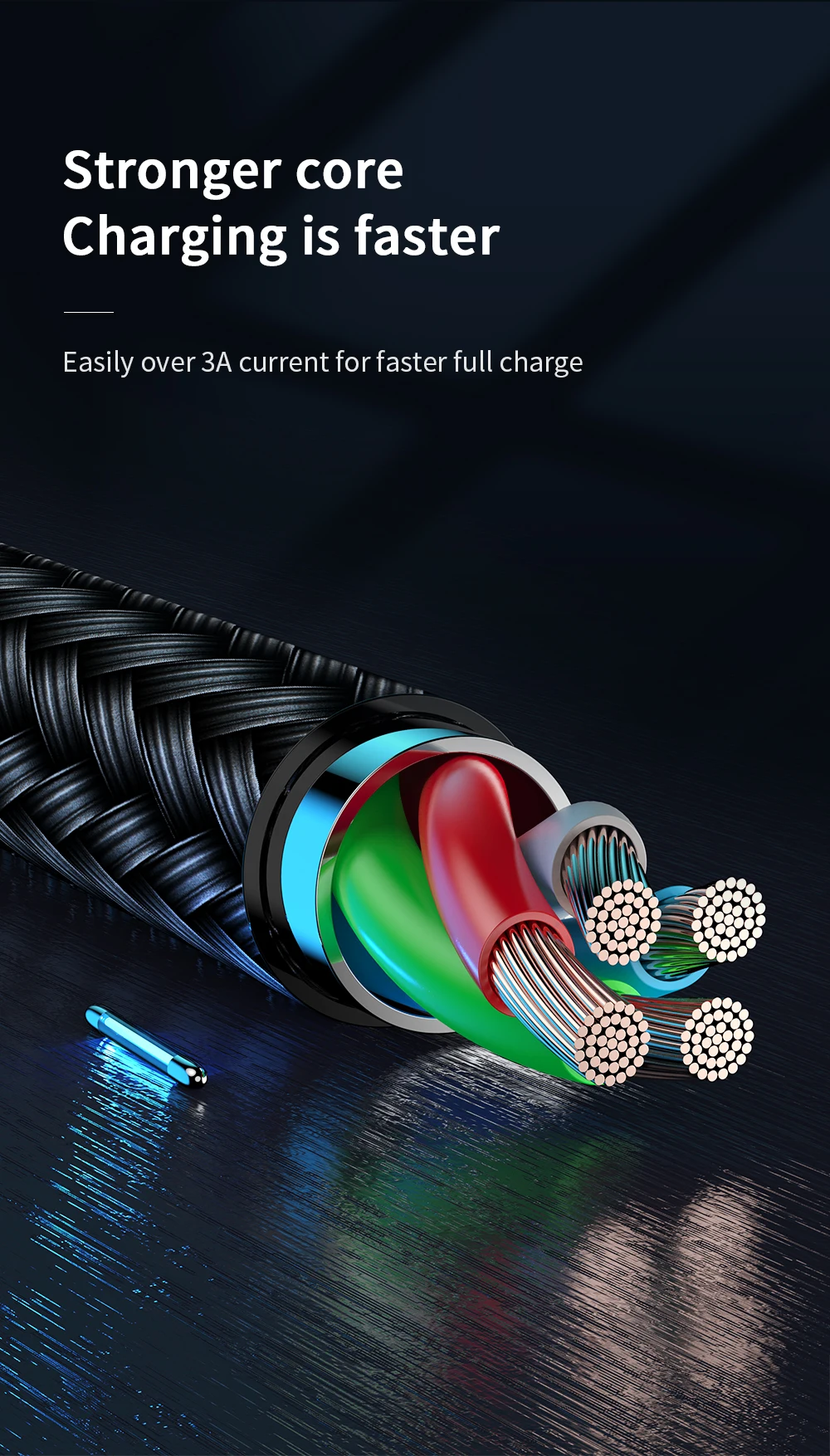 Joyroom data charger top selling led light fast 3m micro usb cable