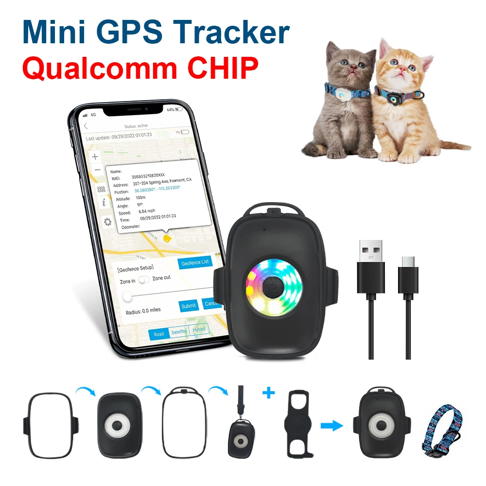 Mini GPS Tracker for Dog Cat  Small Real Time Tracking Device 30 Days Battery 4G LTE Hidden Adhesive Tracker Wearable Locator supplier
