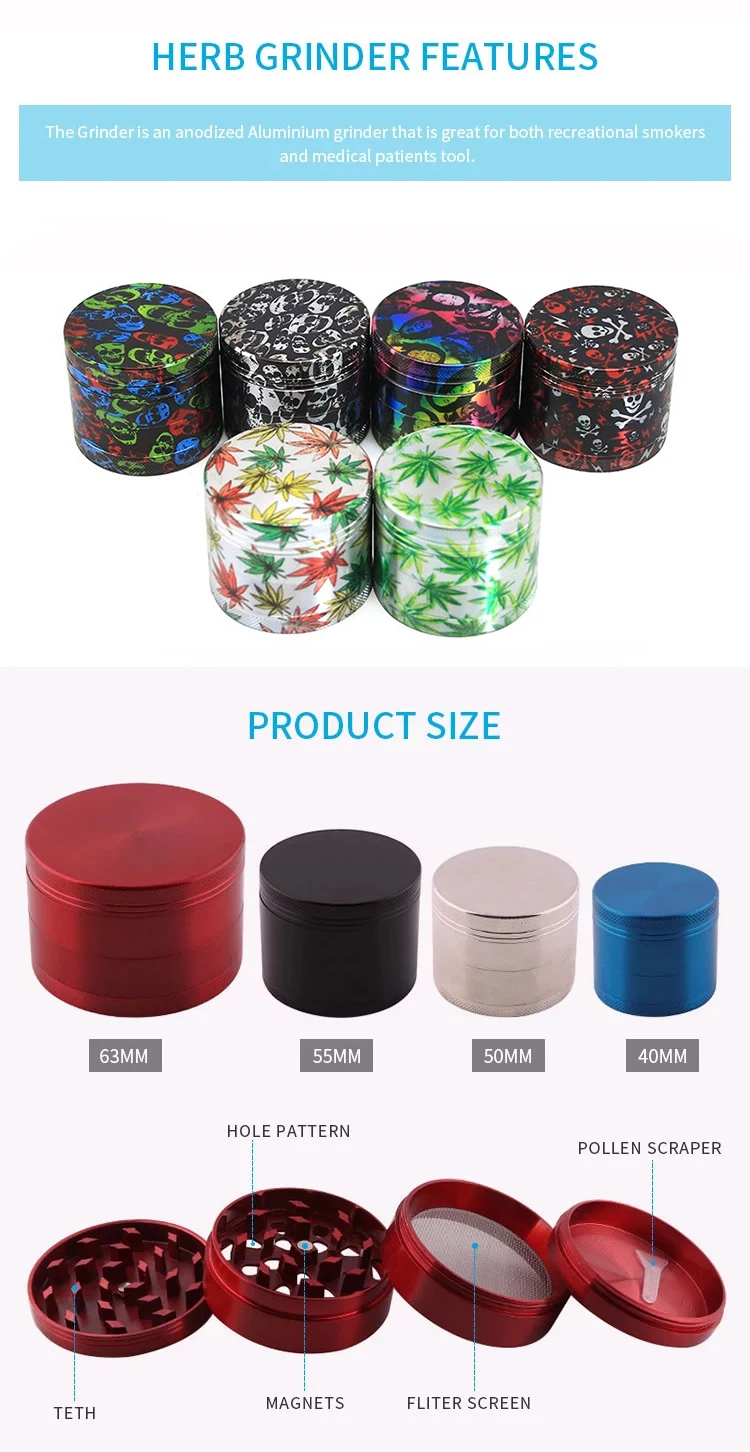 Shiny Stock Wholesale Cheap Weed Grinder Custom Logo Herb Grinder 4
