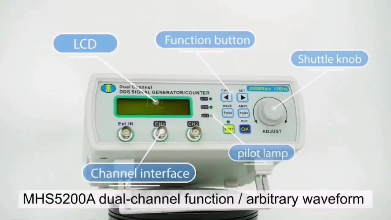 MHS-5206A 6MHZ DDS 機能信号発生器デジタル制御デュアルチャンネル