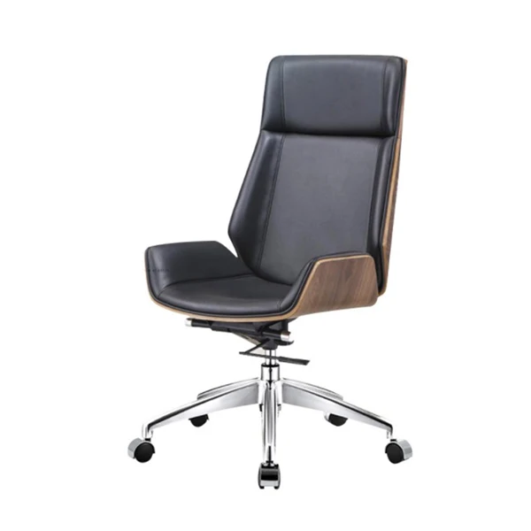 High Back Bent Plywood Wooden Leather Boss Chair Factory Price Promotion