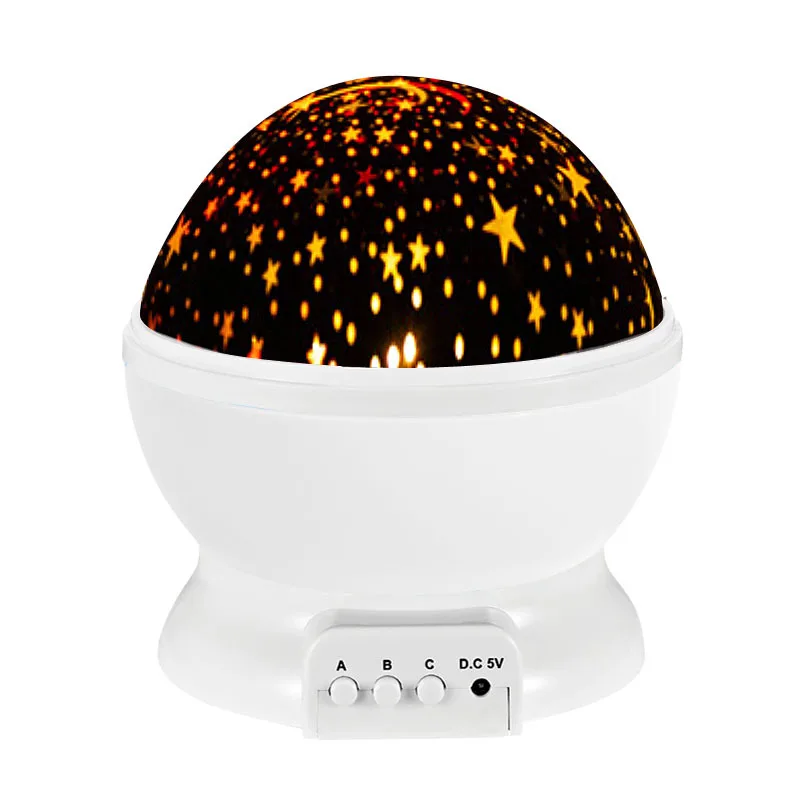 Baby Night Light Moon Star Projector 360 Degree Rotation - 4 LED Bulbs 9 Light Color Changing with USB Cable, Unique Gifts