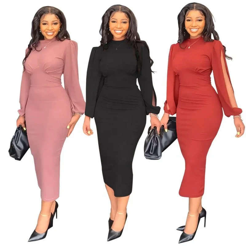 L S Wholesale Bodycon Midi Dress 1 Piece