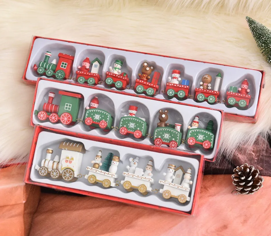 Tren De Madera De Navidad Reino Unido Regalo para Niños Juguetes De Santa Claus artesanías hechas a mano decoración Navidad
