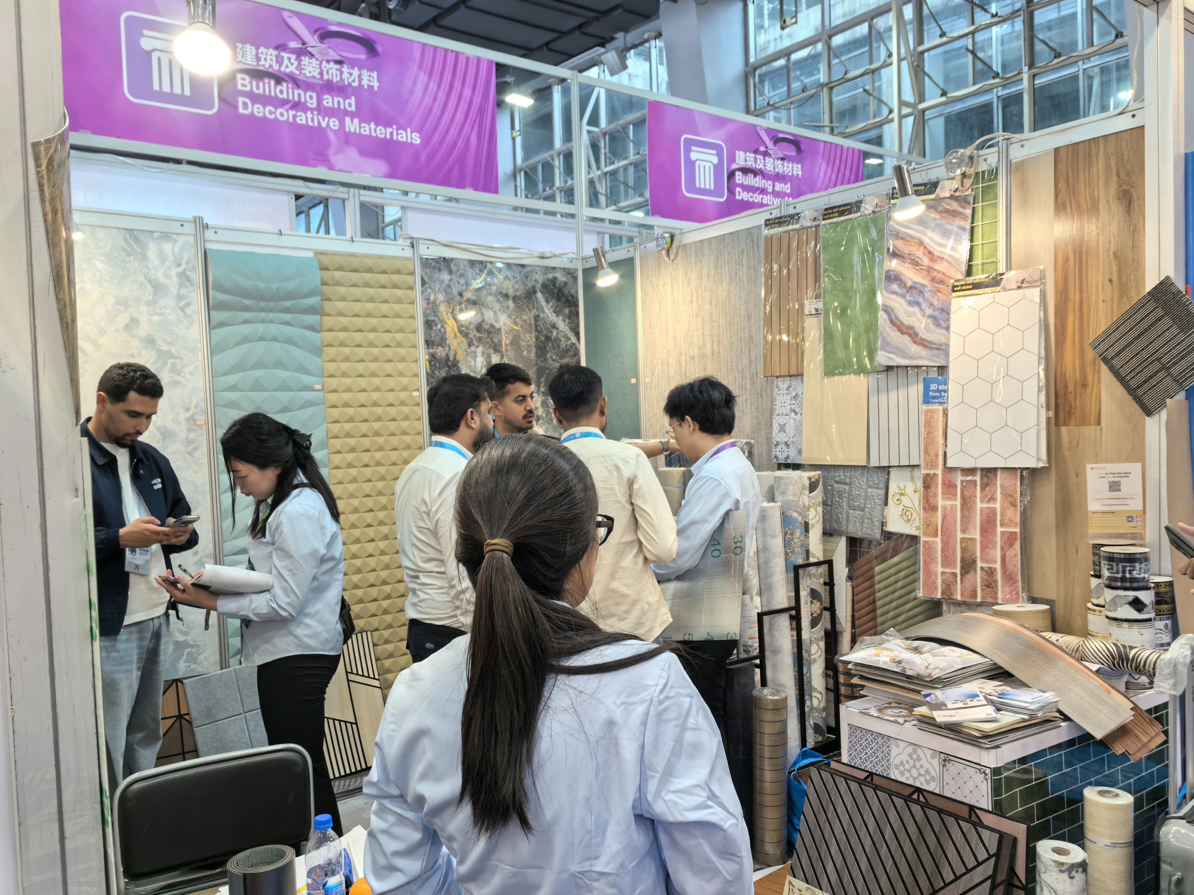 Wholesale 3D wall panels and SXP wall stickers showcased at Shyuanguan booth Canton Fair 2026