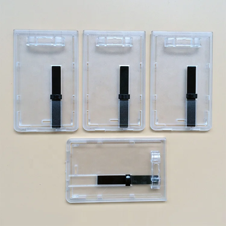 Vertical Hard Plastic Id Badge Holder Rigid Pc Polycarbonate Name Tag