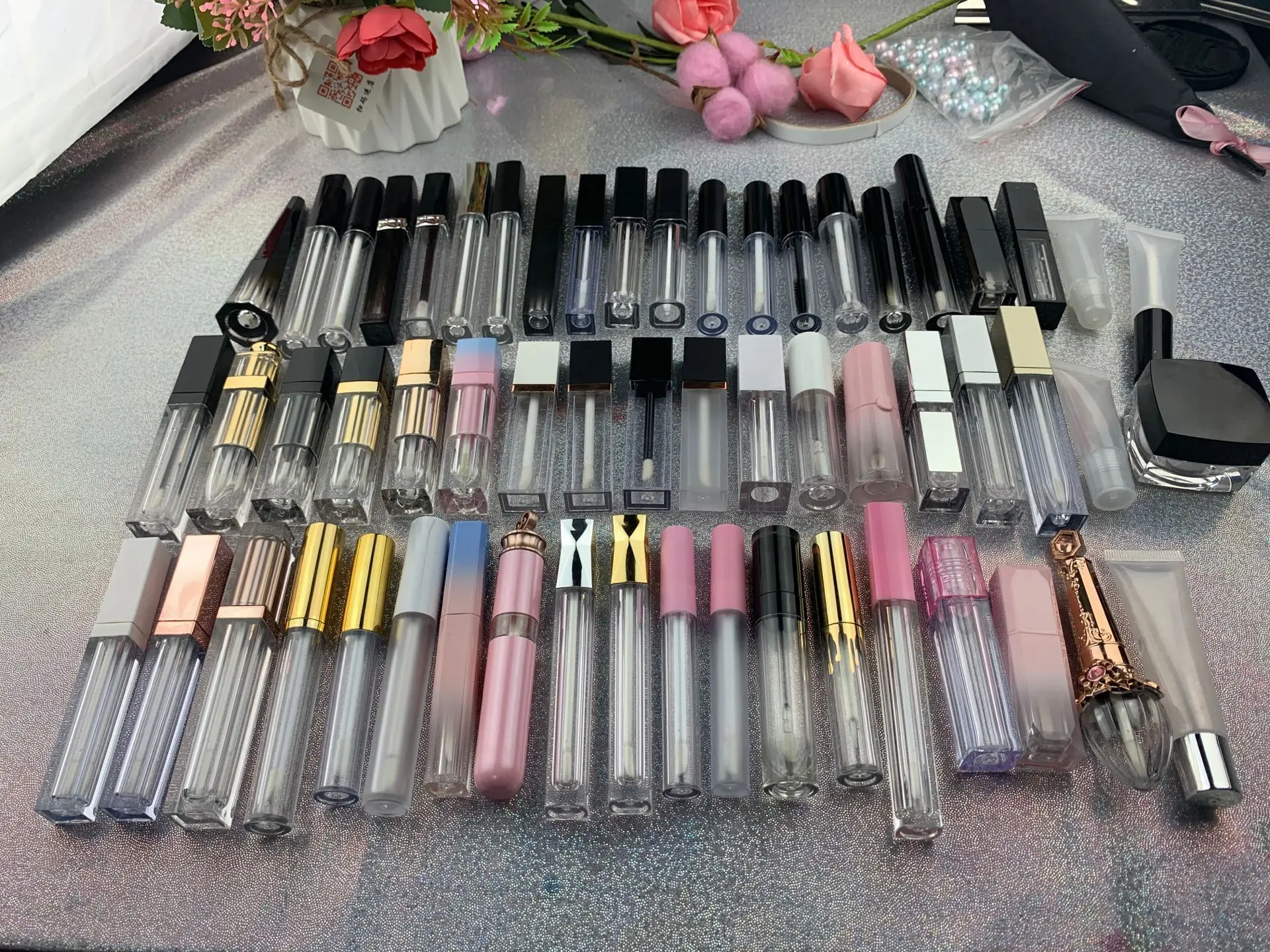 Empty Lipgloss Tubes Small Capacity Clear Square Lip Gloss Bottle Cosmetic Empty Packaging