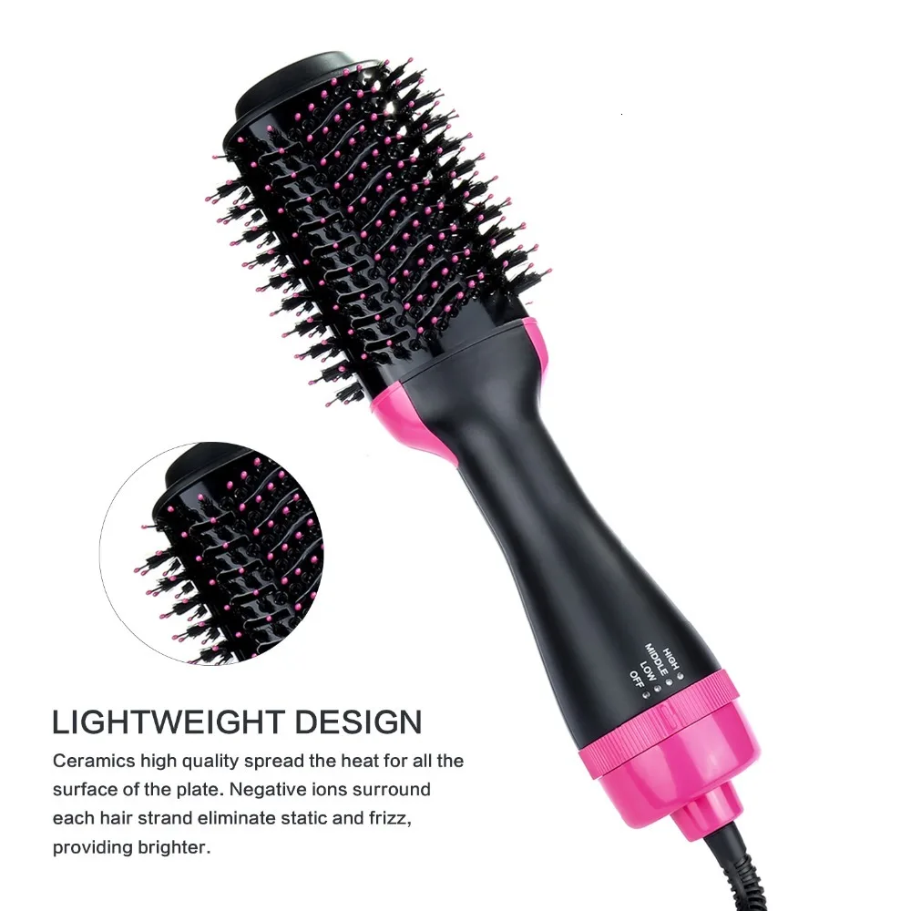 Hair Blow Dryer Hot Air Brush Electric Professional 4 in1 Negative Ions Hair Salon Volumizer Straightener Curler Styler Comb