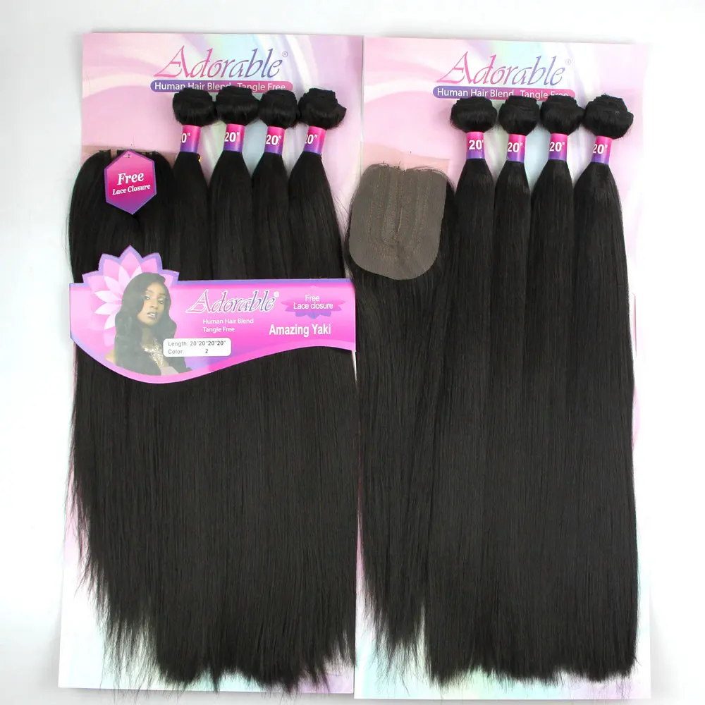 Wholesale Cheap Amazing Yaki Wave/yaki Straight Synthetic Hair Wtih Closure  20