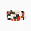 Stackable Stack Rainbow Colorful Painted Elastic Stretch Enamel Bead Tila Tile Bracelet