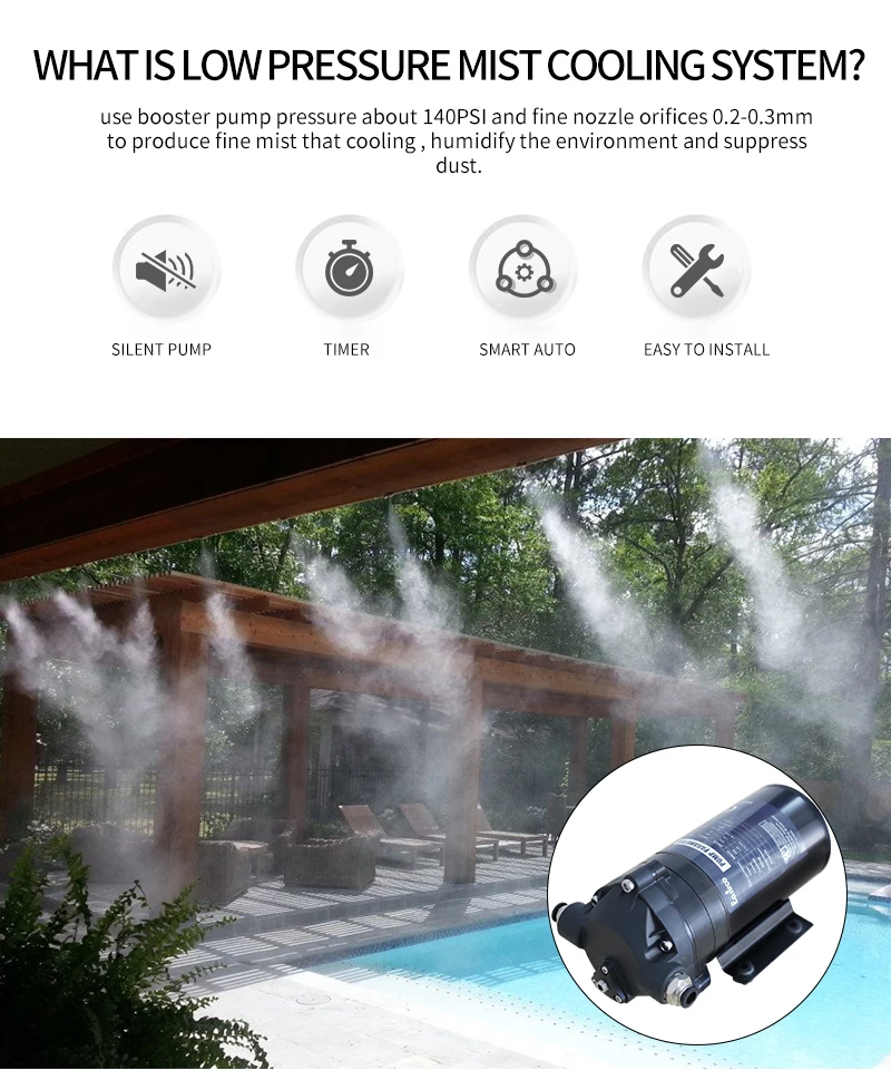 Mist System Mist Water Cooling System 40pcs Mist Nozzles Sets Outdoor