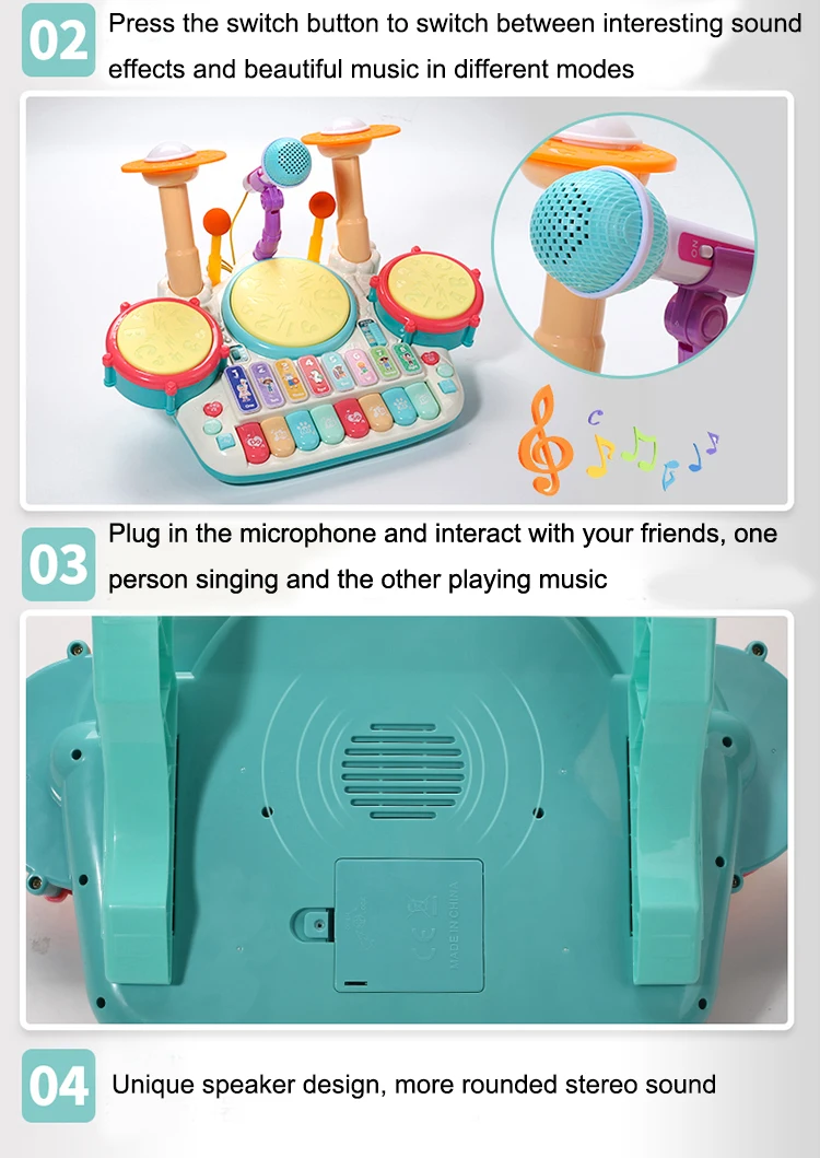 Kids Electric Musical Instruments Combination Piano & Drum Toy With