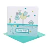 Custom Blue style with bird carrying gift to the new baby boy wholesale baby card