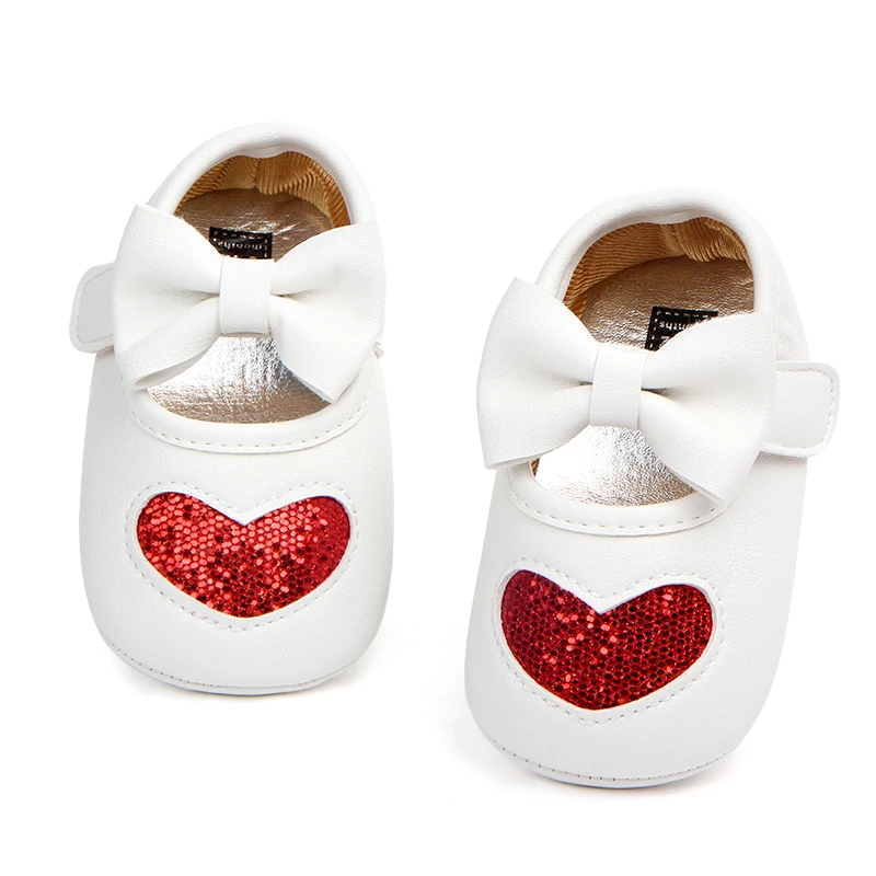 Wholesale baby designer shoes with bow Princess party heart pattern girl shoes
