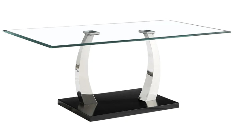 Modern home furniture living room furniture Stainless Steel MDF base and clear tempered glass coffee table