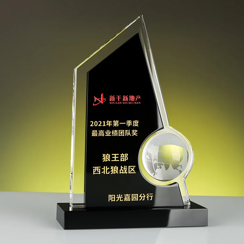 high quality  k9 crystal  trophy awards personalized souvenir gift  fasion shape Sailing trophy details