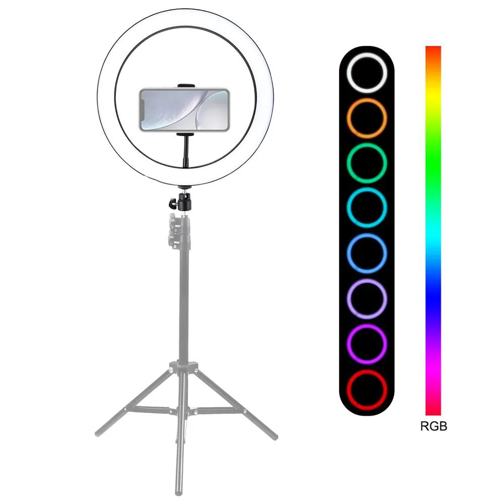 2020 new type and new price tiktok ring light directly sell with stand and rainbow light in high quality from chinese factory