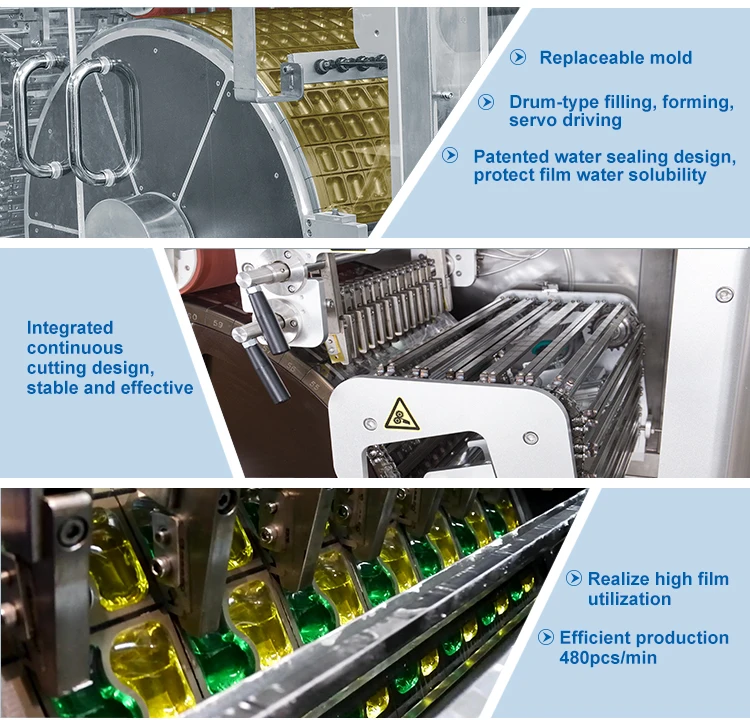 Polyva double chamber liquid concentrated detergent capsules machine laundry pods liquid detergent machine
