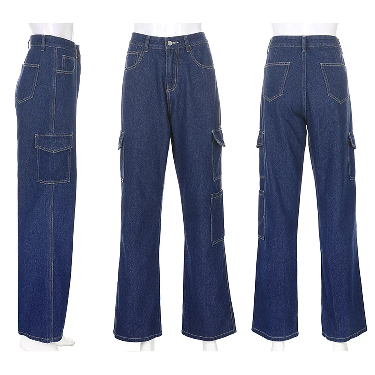 New Arrival Good Quality 2021 Fashion Casual Women Denim Pants Wide Leg Bottoms Ladies Trousers Jeans Pants