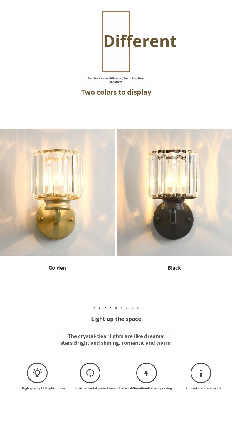 product luxury modern led crystal wall lamp for living room bedroom  corridor indoor home decor 220v iron body gold accent for hotels-1